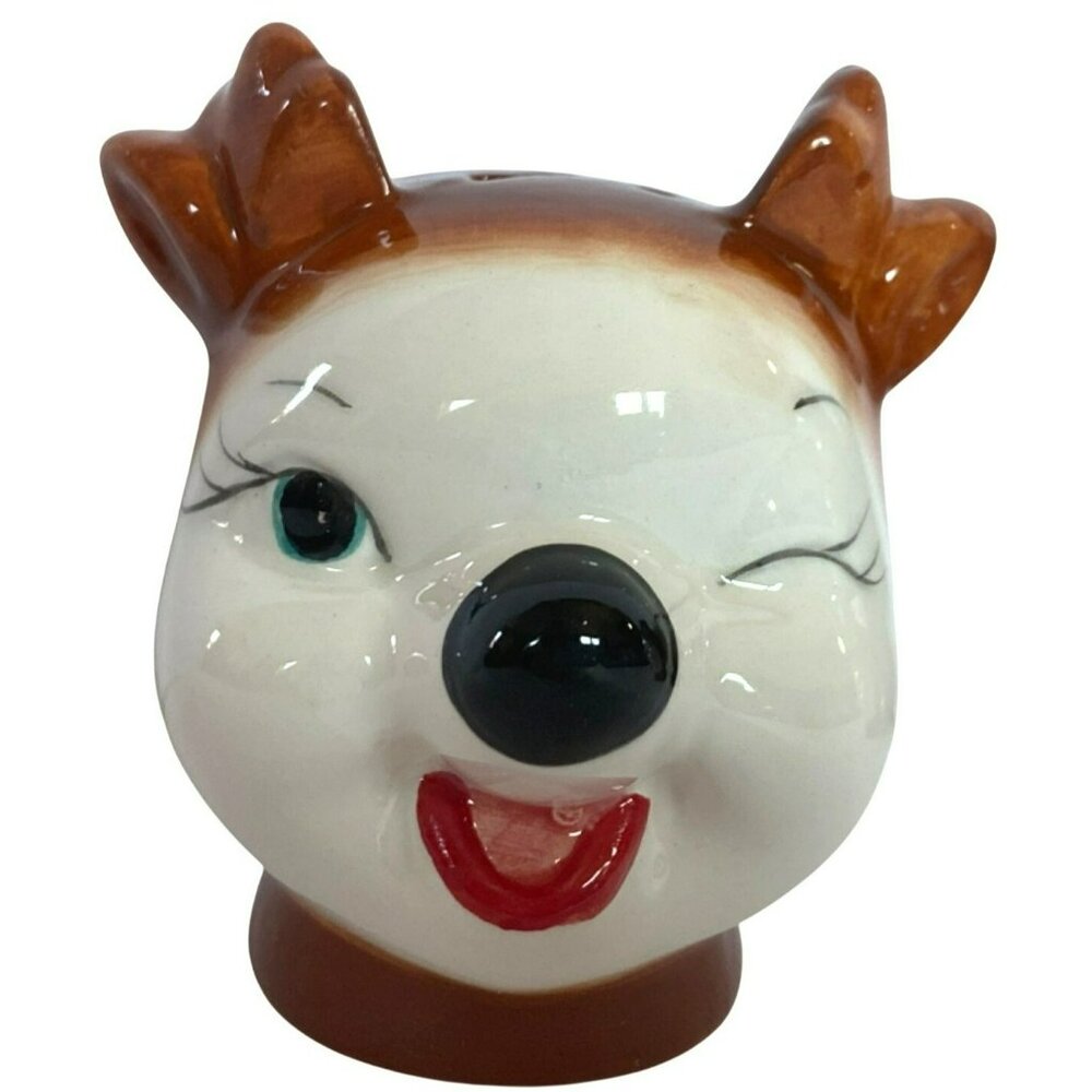 Anthropomorphic Christmas Salt & Pepper Shakers Winking Deer Vintage Style NEW! - Picture 2 of 7